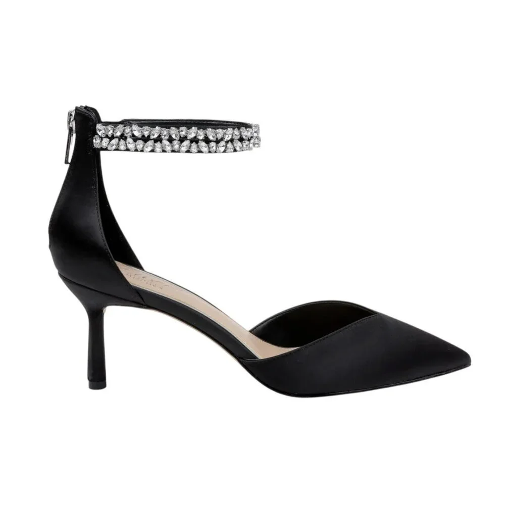NEW Jewel Badgley Mischka Maya Pointy Toe Evening Pumps, Black, 7